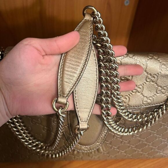 Gucci Metallic Gold Guccissima Leather Large Emily Chain Shoulder Bag - Picture 16 of 16